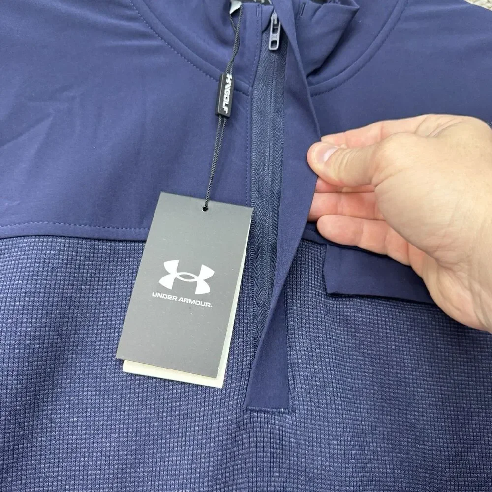 Under Armour Storm Sweater Men's Small‎ Blue 1/2 Zip Fleece Pullover Golf New